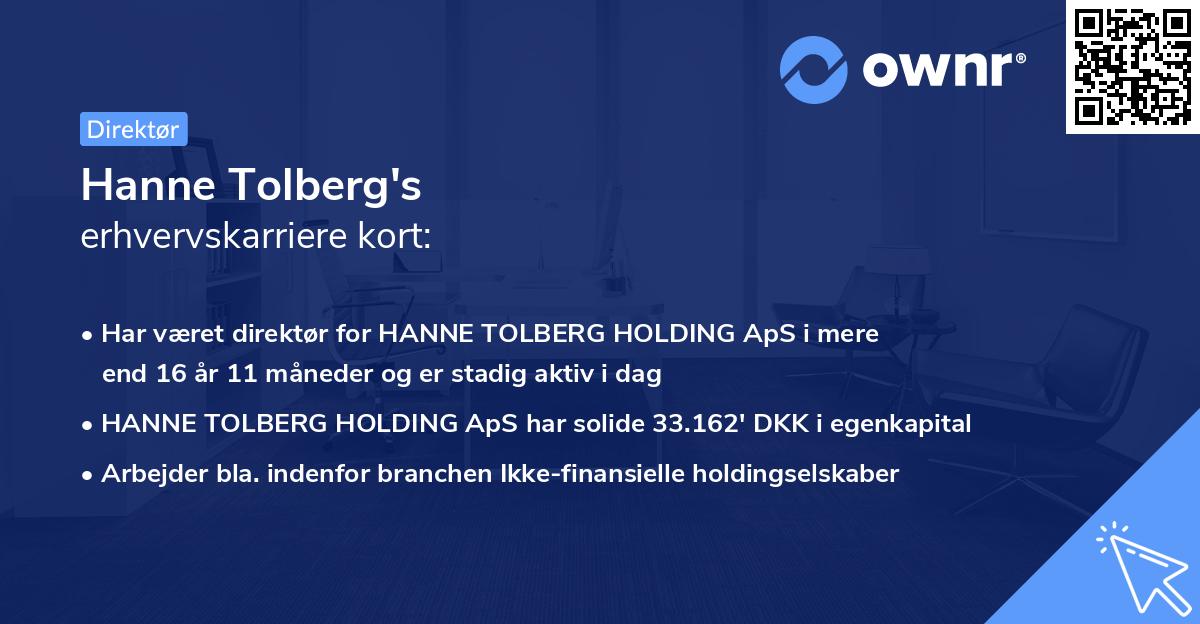 Hanne Tolberg's erhvervskarriere kort