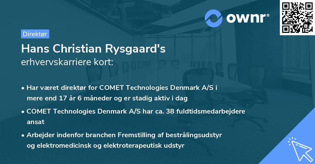 Hans Christian Rysgaard's erhvervskarriere kort