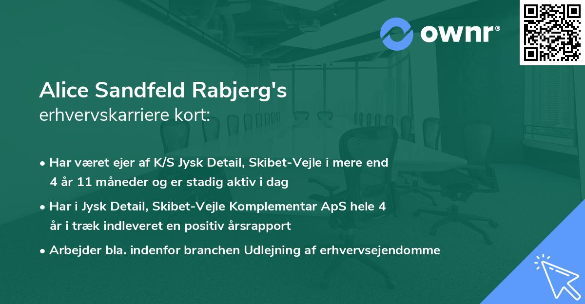 Alice Sandfeld Rabjerg's erhvervskarriere kort