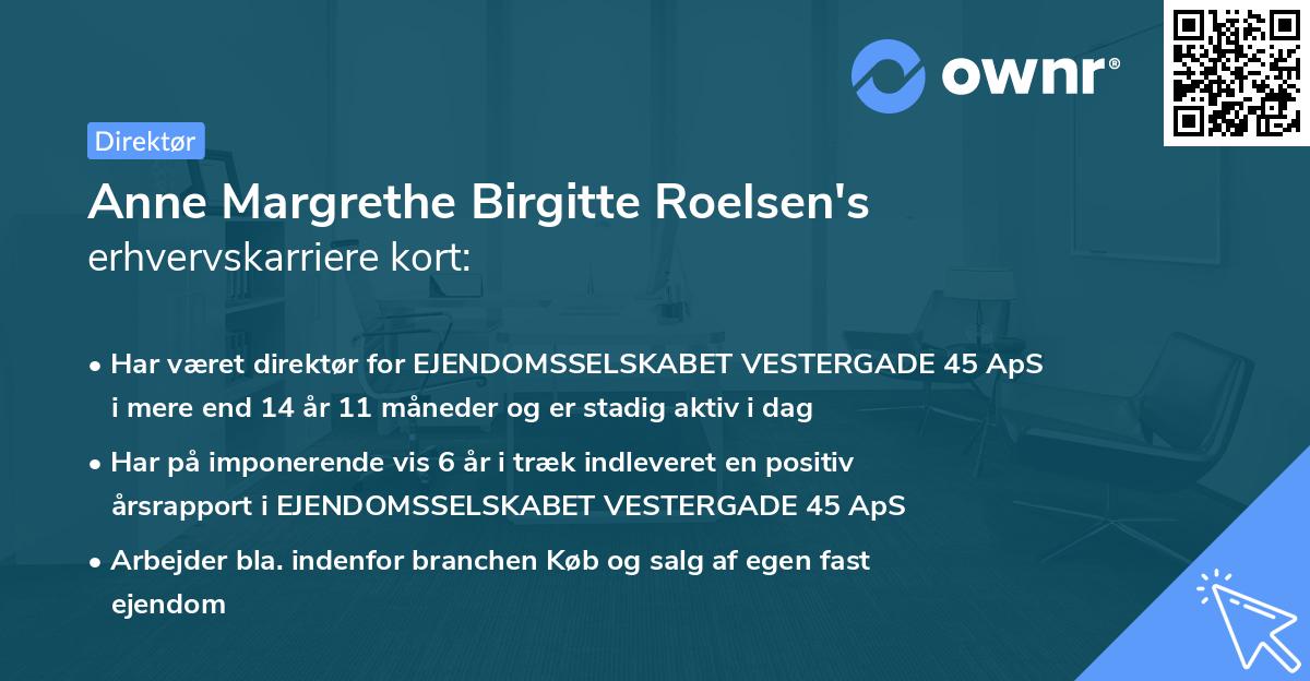 Anne Margrethe Birgitte Roelsen's erhvervskarriere kort