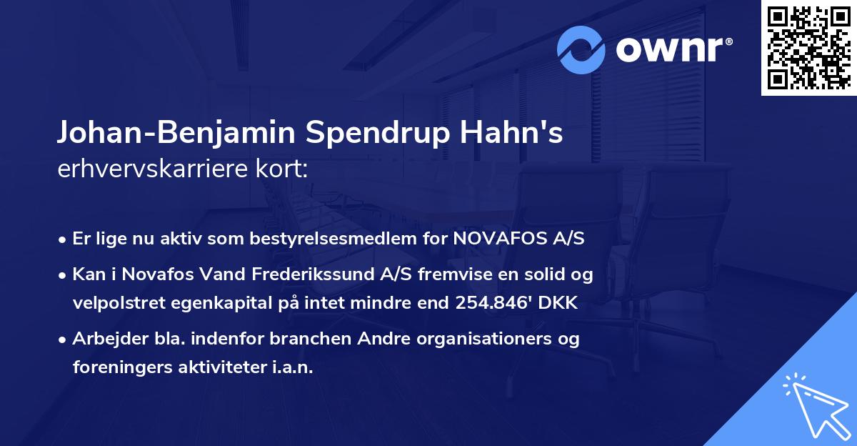 Johan-Benjamin Spendrup Hahn's erhvervskarriere kort