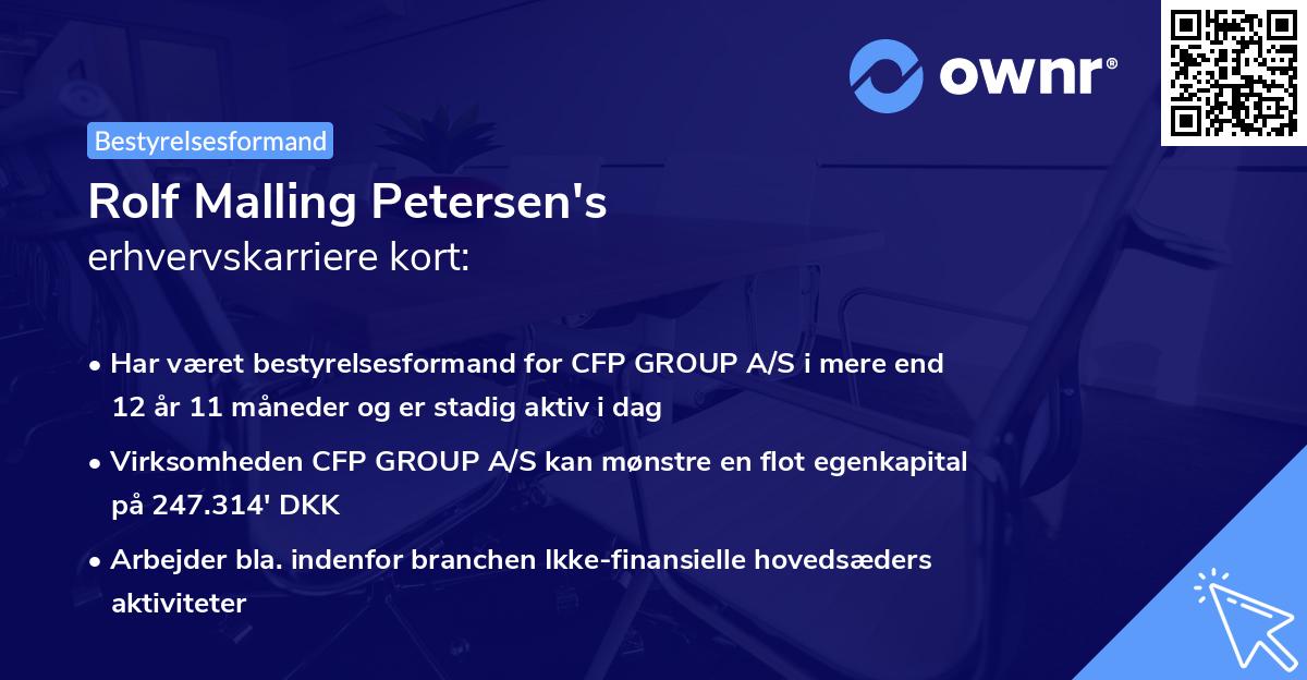 Rolf Malling Petersen's erhvervskarriere kort