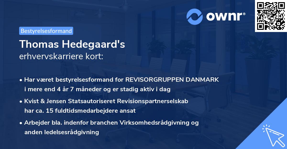 Thomas Hedegaard's erhvervskarriere kort