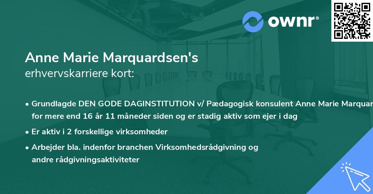 Anne Marie Marquardsen's erhvervskarriere kort