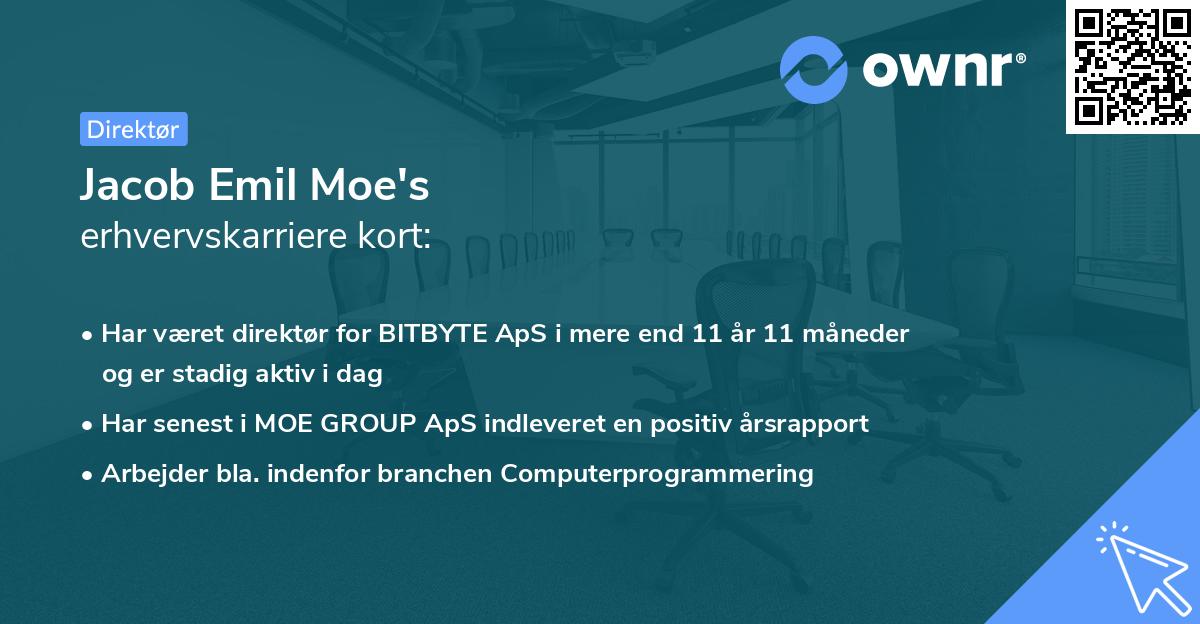 Jacob Emil Moe's erhvervskarriere kort