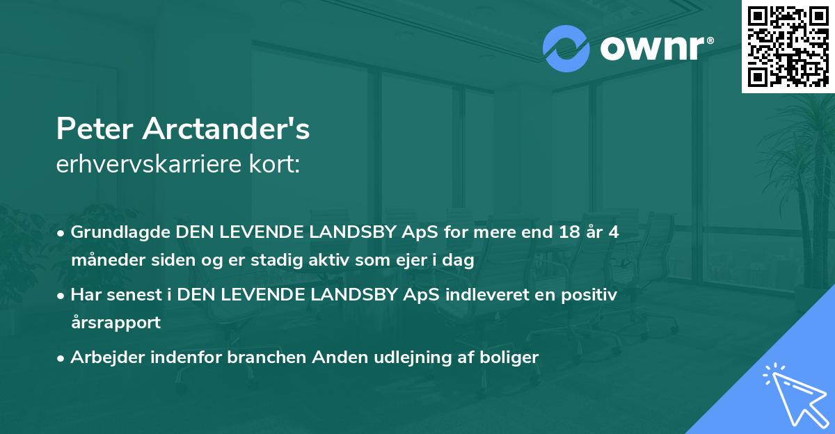 Peter Arctander's erhvervskarriere kort