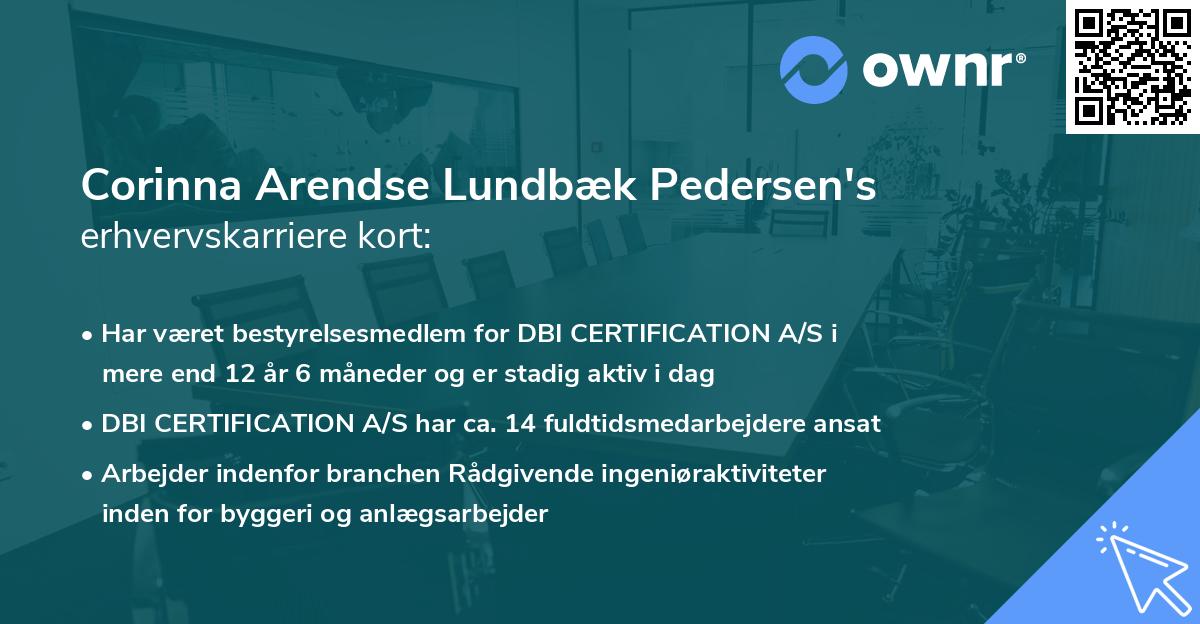Corinna Arendse Lundbæk Pedersen's erhvervskarriere kort