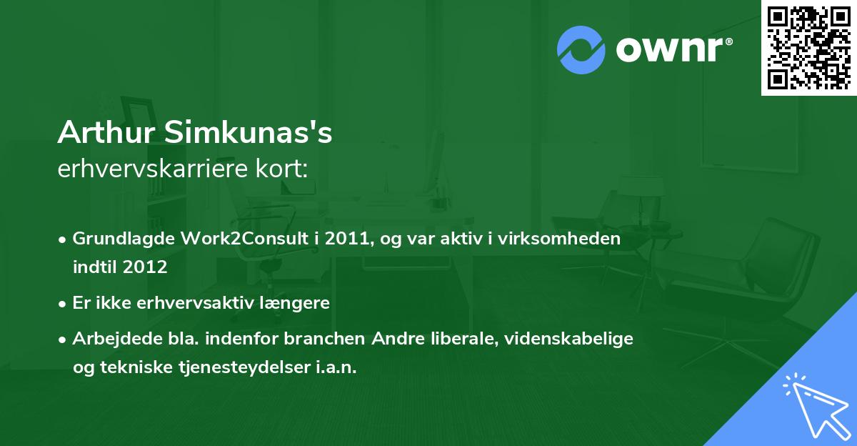 Arthur Simkunas's erhvervskarriere kort