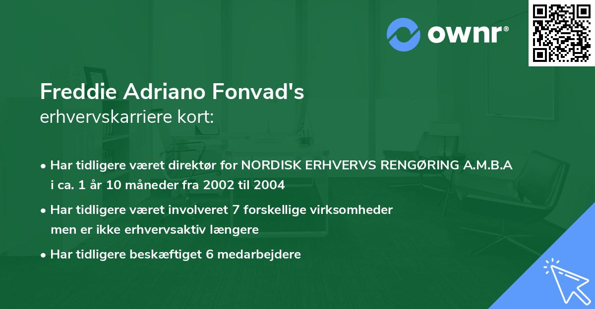 Freddie Adriano Fonvad's erhvervskarriere kort