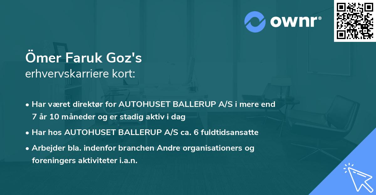 Ömer Faruk Goz's erhvervskarriere kort