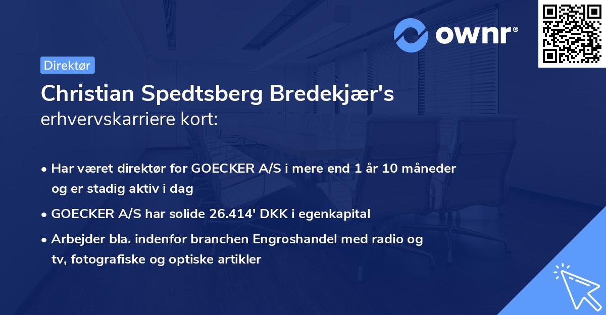 Christian Spedtsberg Bredekjær's erhvervskarriere kort