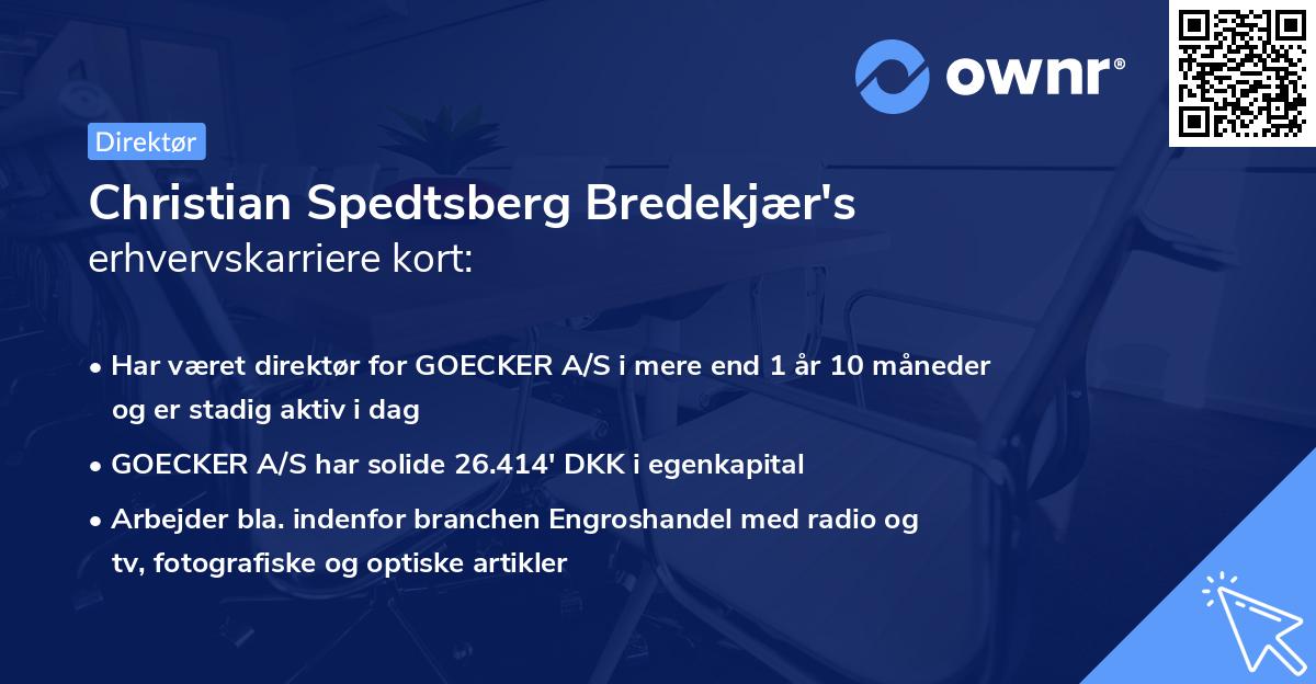 Christian Spedtsberg Bredekjær's erhvervskarriere kort