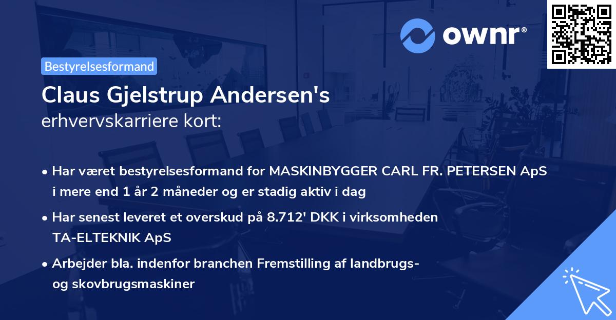 Claus Gjelstrup Andersen's erhvervskarriere kort