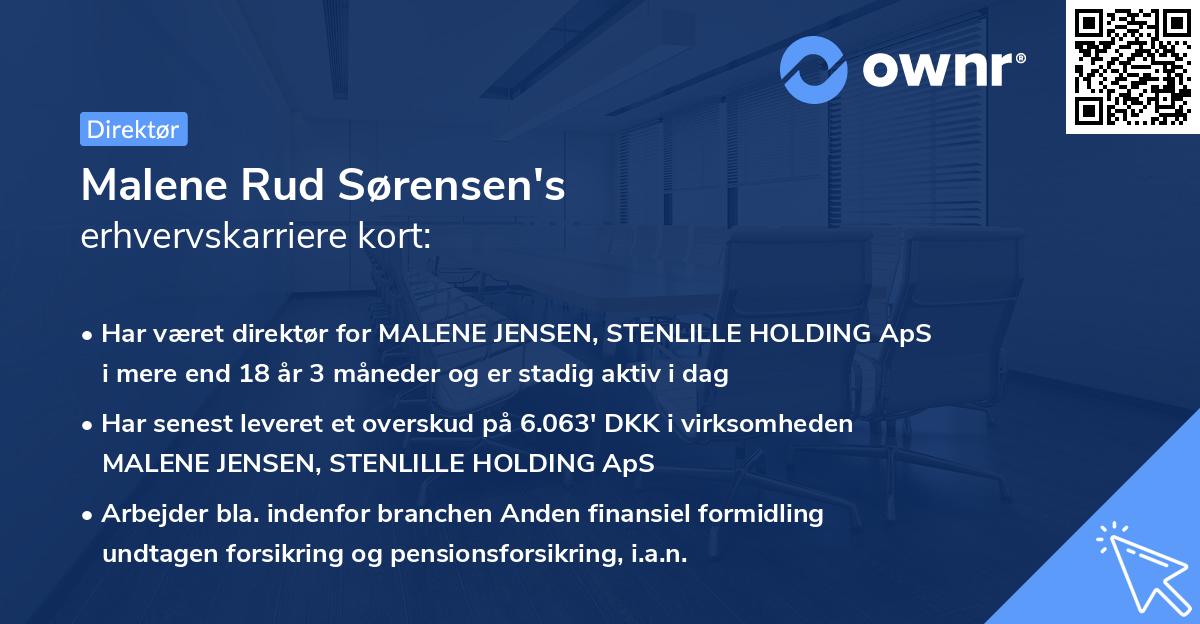 Malene Rud Sørensen's erhvervskarriere kort