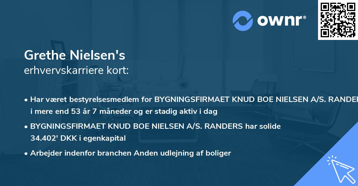 Grethe Nielsen's erhvervskarriere kort