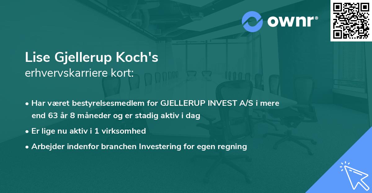 Lise Gjellerup Koch's erhvervskarriere kort