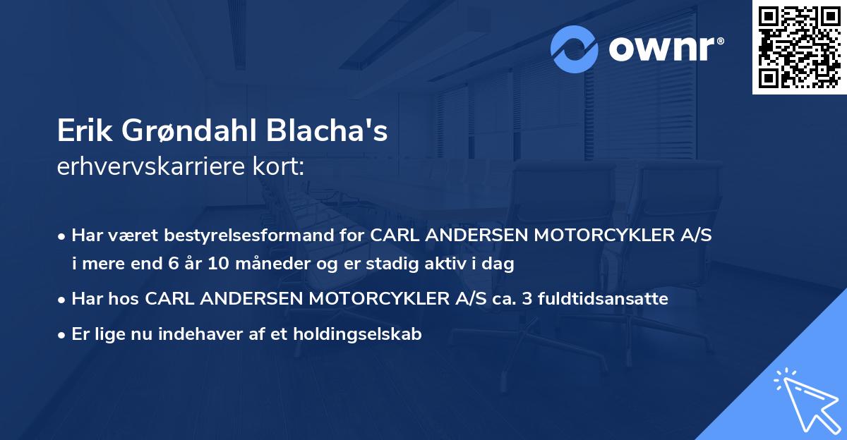 Erik Grøndahl Blacha's erhvervskarriere kort