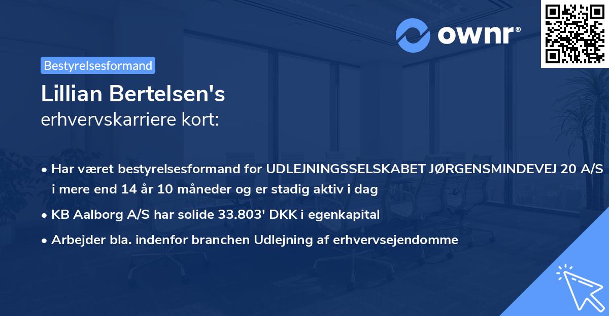 Lillian Bertelsen's erhvervskarriere kort