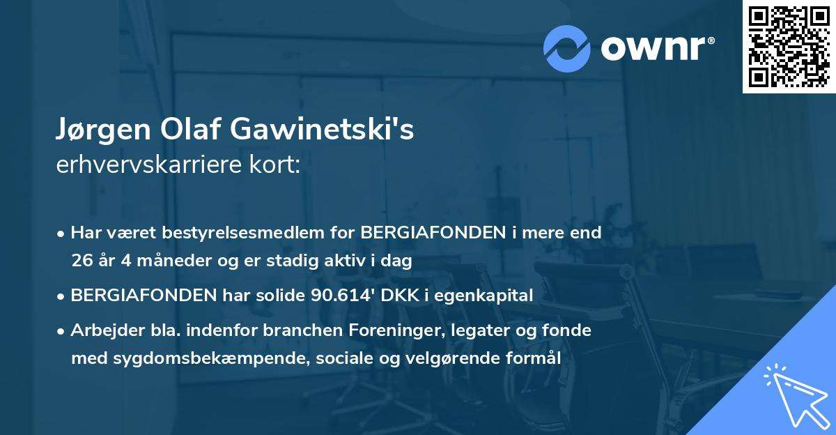 Jørgen Olaf Gawinetski's erhvervskarriere kort