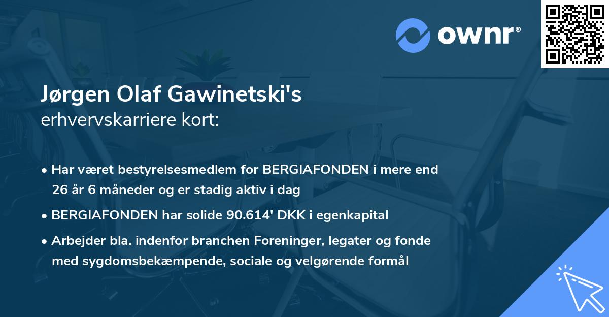 Jørgen Olaf Gawinetski's erhvervskarriere kort