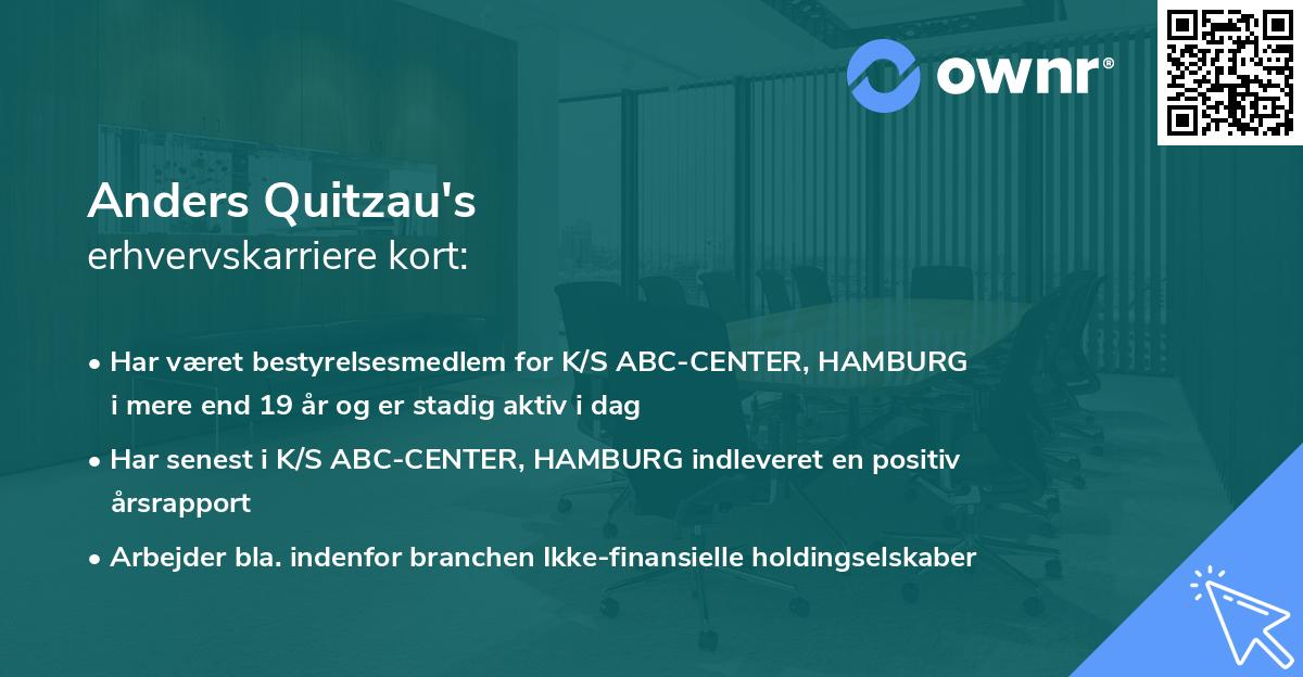Anders Quitzau's erhvervskarriere kort