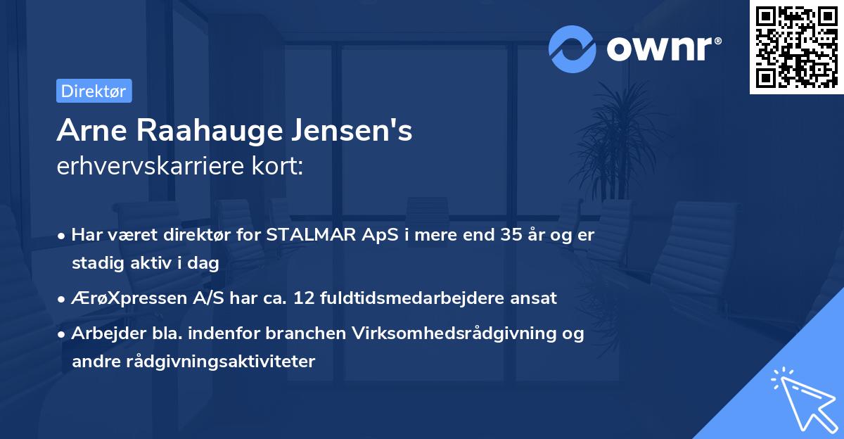 Arne Raahauge Jensen's erhvervskarriere kort