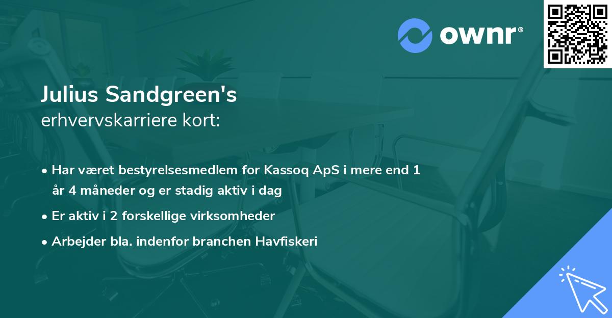 Julius Sandgreen's erhvervskarriere kort