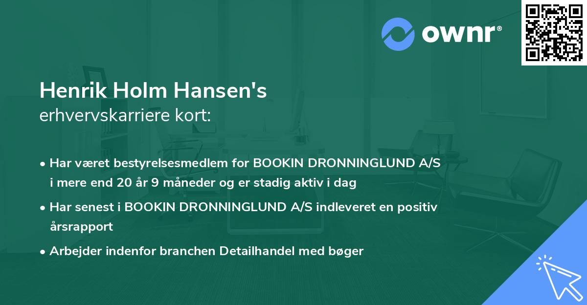 Henrik Holm Hansen's erhvervskarriere kort