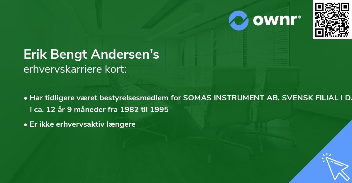 Erik Bengt Andersen's erhvervskarriere kort