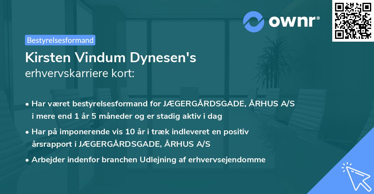 Kirsten Vindum Dynesen's erhvervskarriere kort