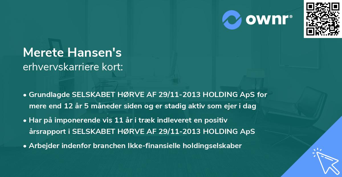 Merete Hansen's erhvervskarriere kort