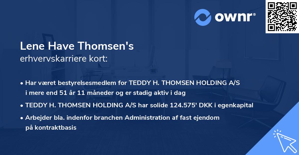 Lene Have Thomsen's erhvervskarriere kort