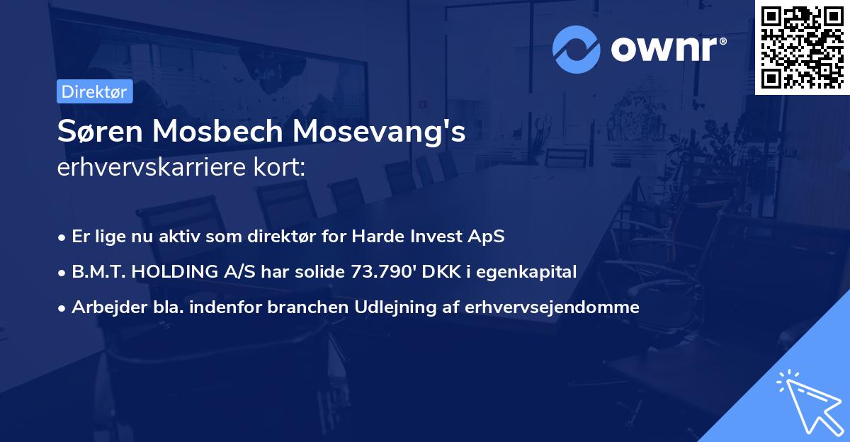 Søren Mosbech Mosevang's erhvervskarriere kort