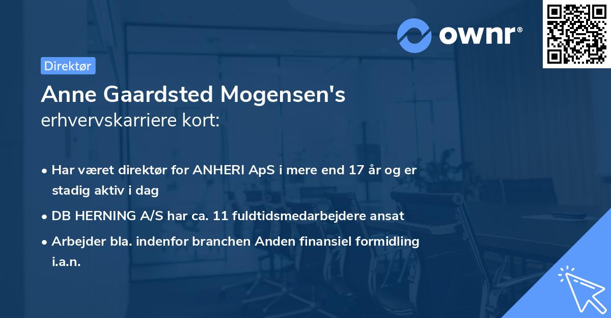 Anne Gaardsted Mogensen's erhvervskarriere kort