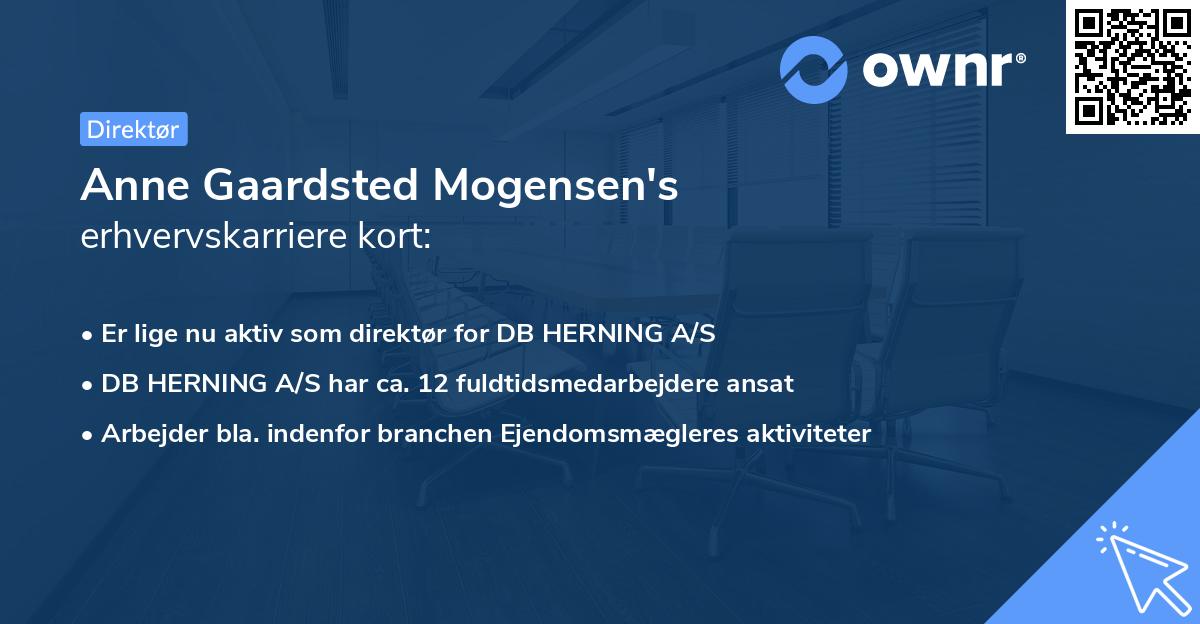 Anne Gaardsted Mogensen's erhvervskarriere kort