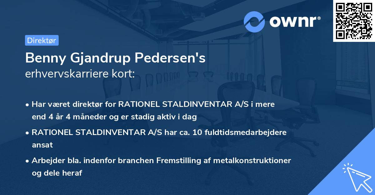 Benny Gjandrup Pedersen's erhvervskarriere kort