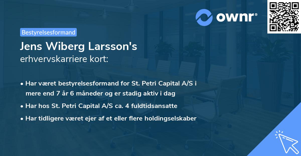 Jens Wiberg Larsson's erhvervskarriere kort