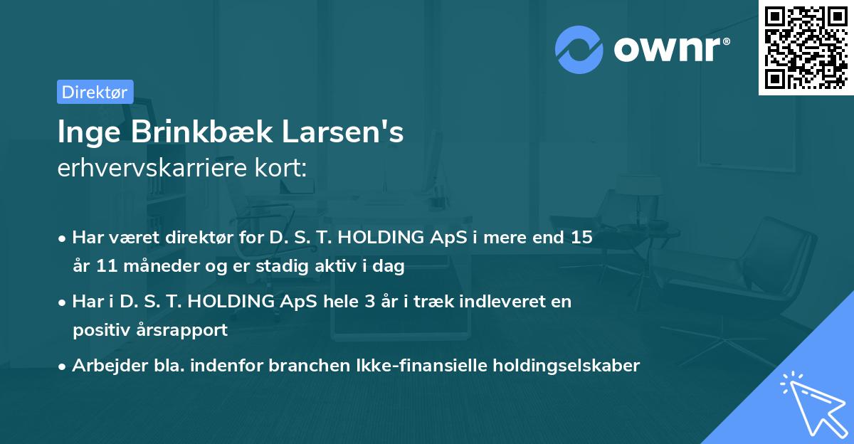 Inge Brinkbæk Larsen's erhvervskarriere kort