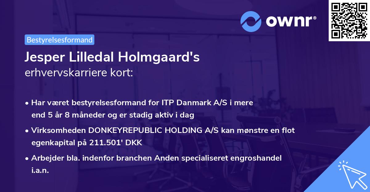 Jesper Lilledal Holmgaard's erhvervskarriere kort