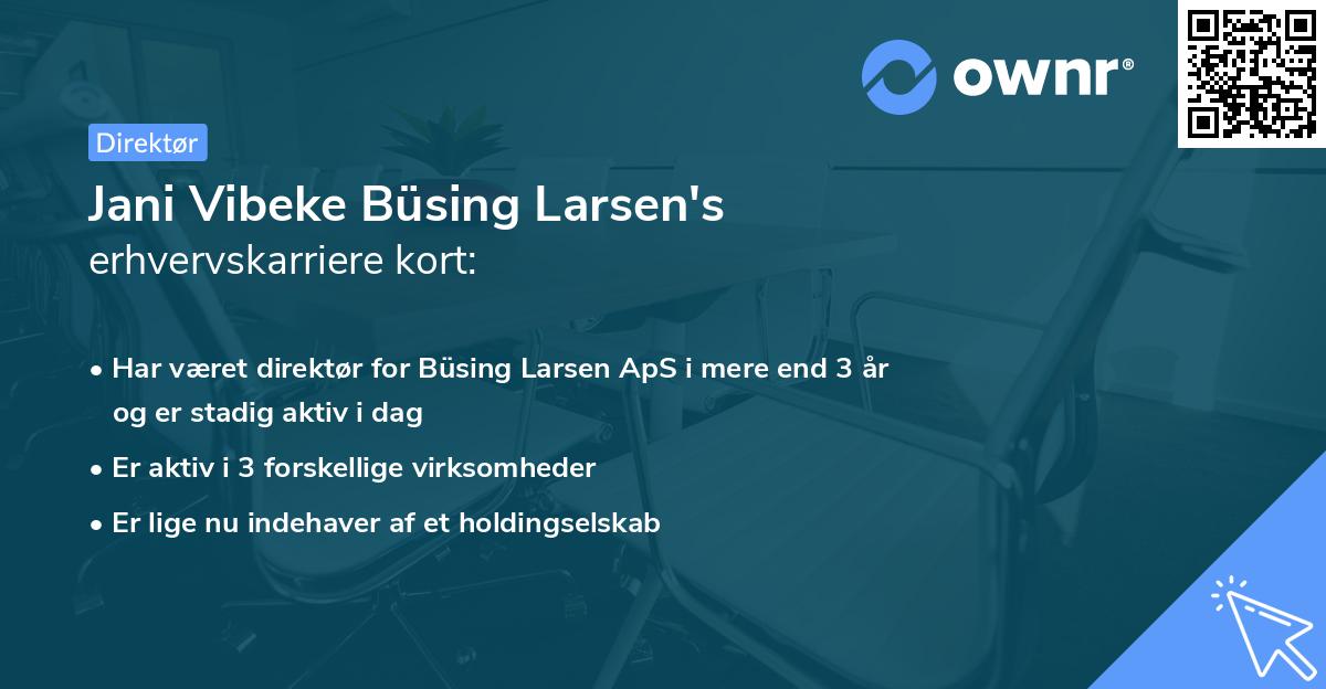 Jani Vibeke Büsing Larsen's erhvervskarriere kort