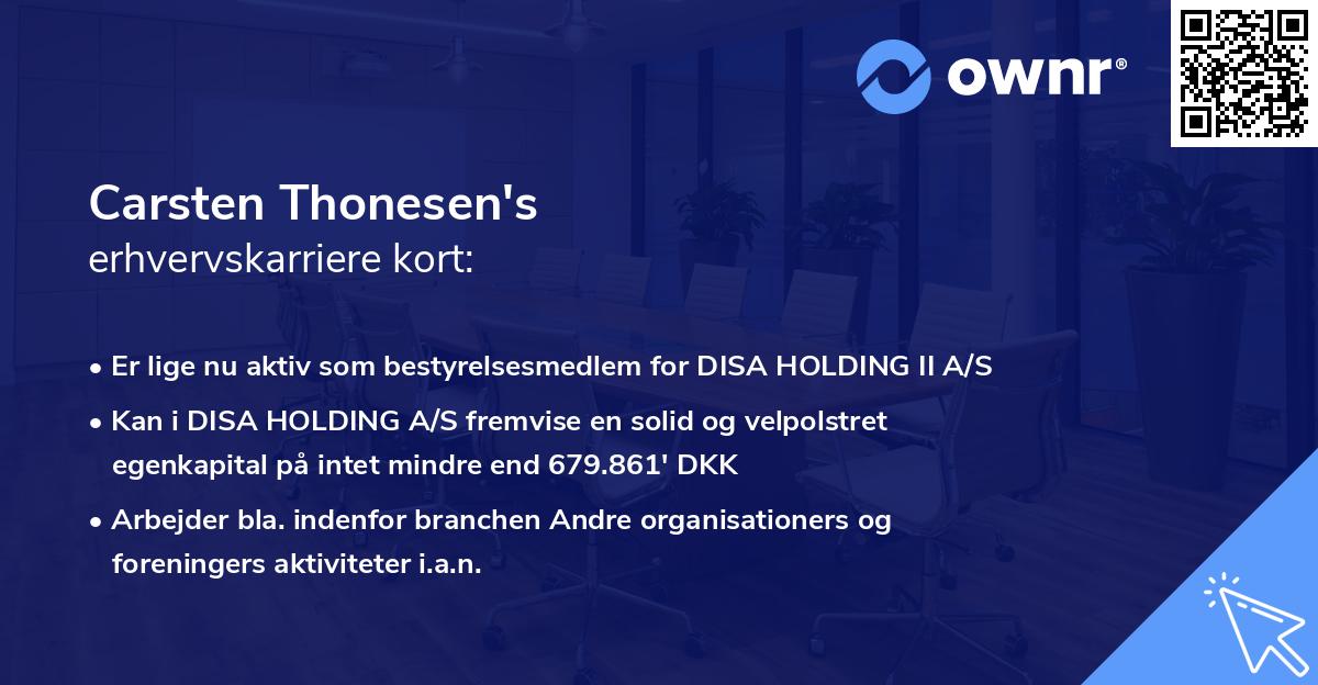 Carsten Thonesen's erhvervskarriere kort
