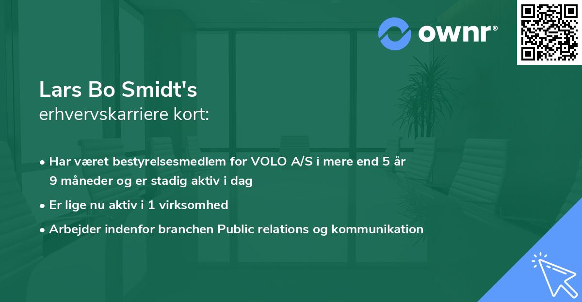 Lars Bo Smidt's erhvervskarriere kort