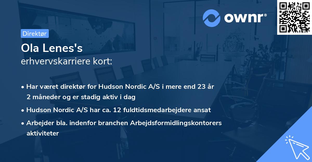 Ola Lenes's erhvervskarriere kort
