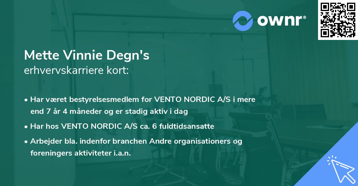 Mette Vinnie Degn's erhvervskarriere kort