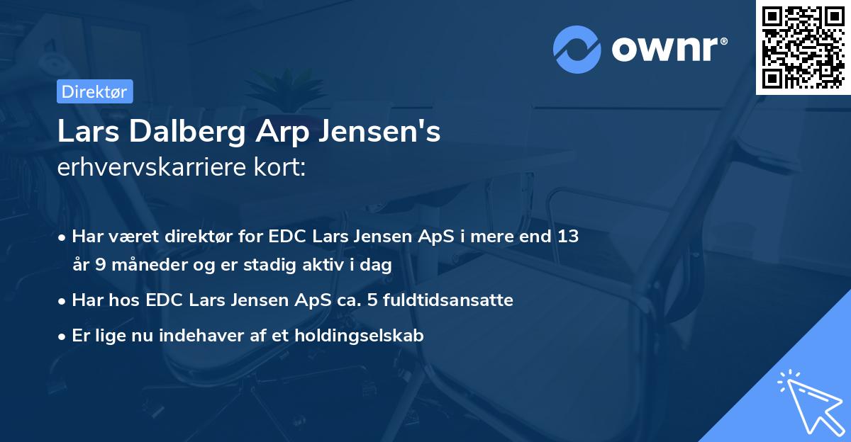 Lars Dalberg Arp Jensen's erhvervskarriere kort