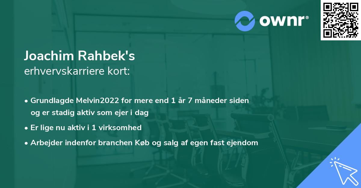 Joachim Rahbek's erhvervskarriere kort