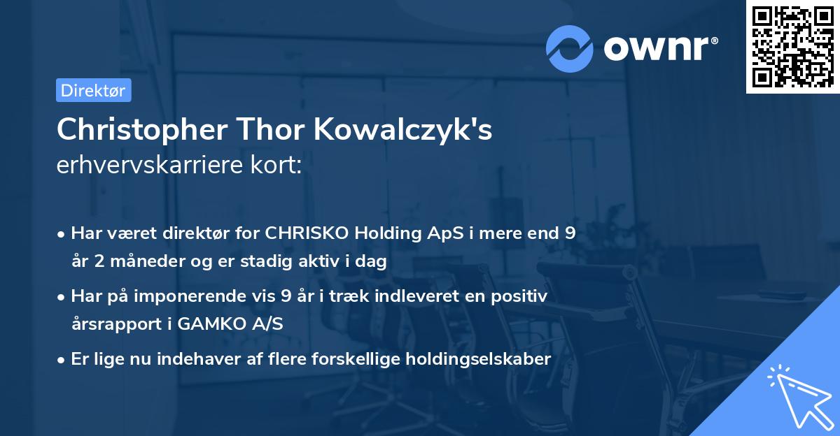 Christopher Thor Kowalczyk's erhvervskarriere kort