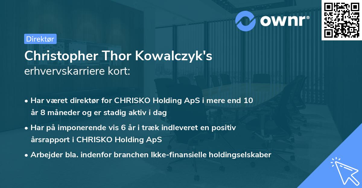 Christopher Thor Kowalczyk's erhvervskarriere kort