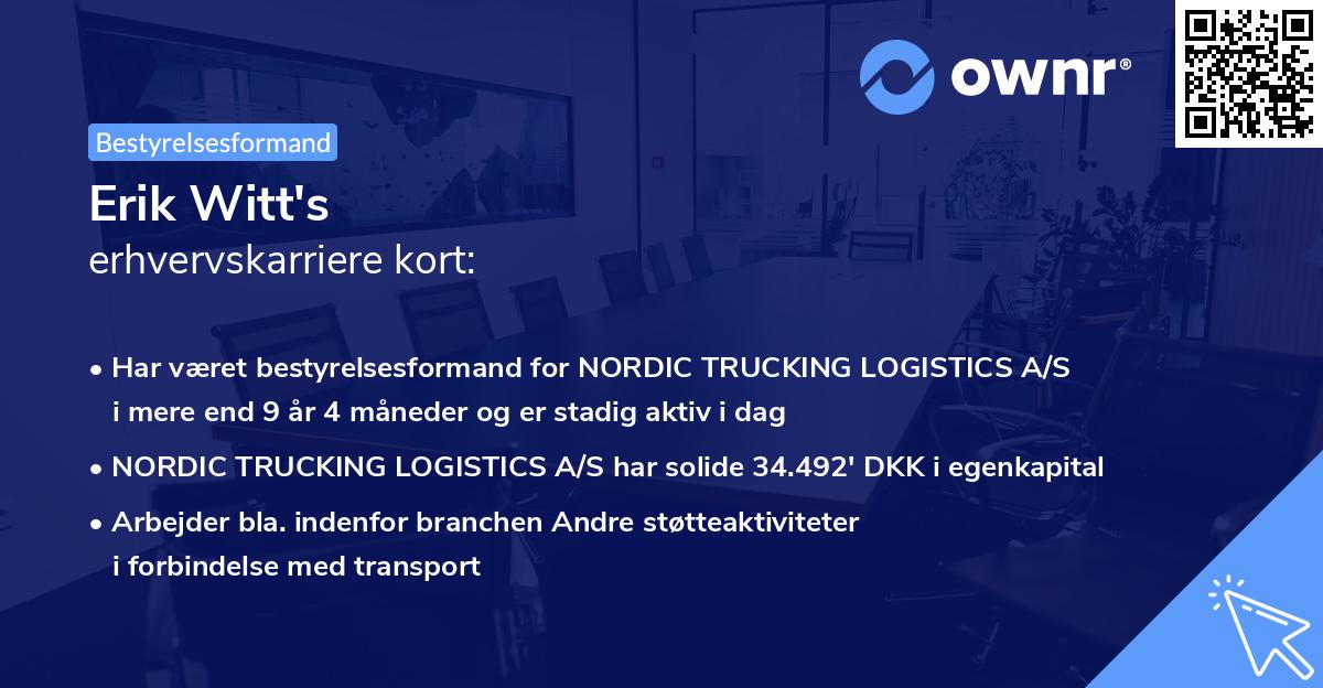 Erik Witt's erhvervskarriere kort