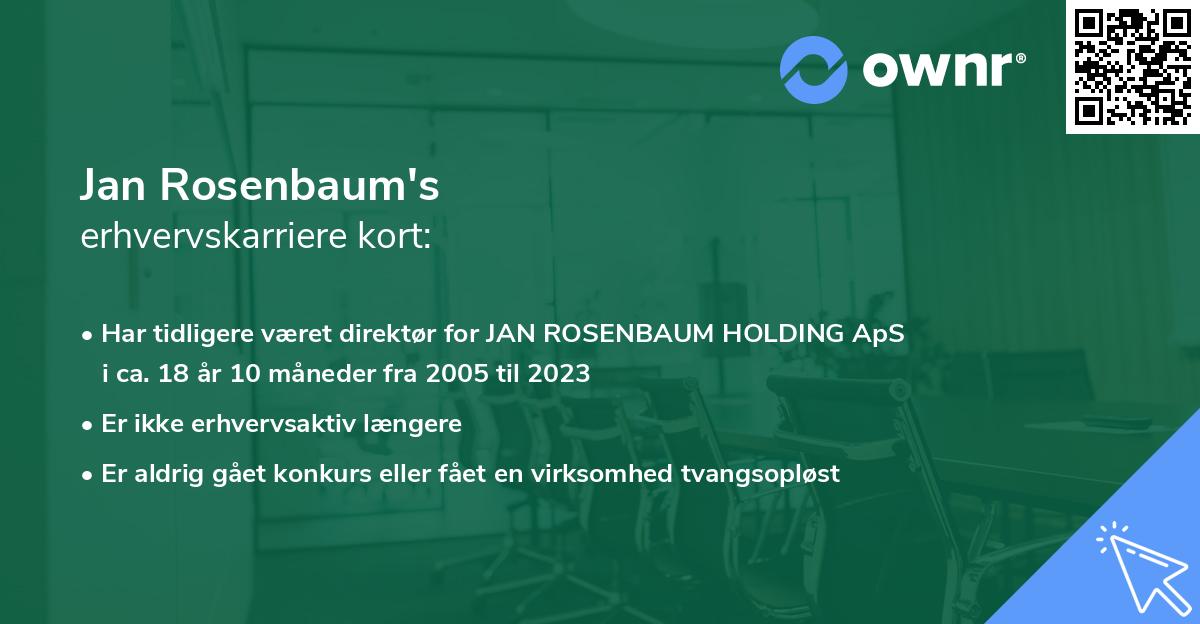 Jan Rosenbaum's erhvervskarriere kort